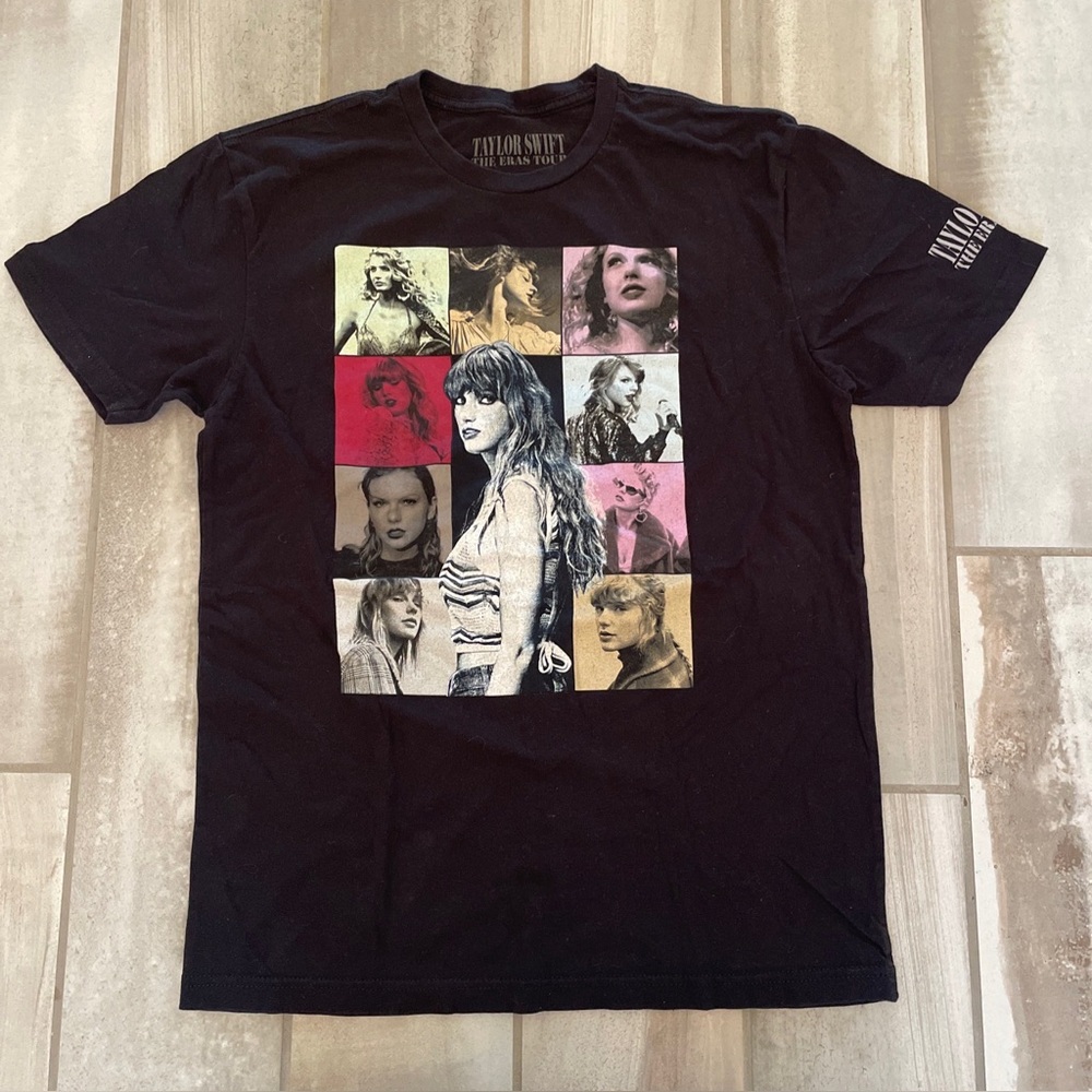 Taylor Swift The Eras Tour Black T-Shirt Tee US Dates Size Medium Official Merch